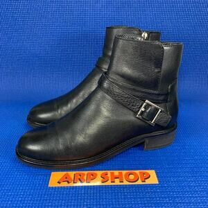 🔴 AQUATALIA Nellie Calf Women`s Size 8.5 Black Leather Ankle Boots Shoes 344159